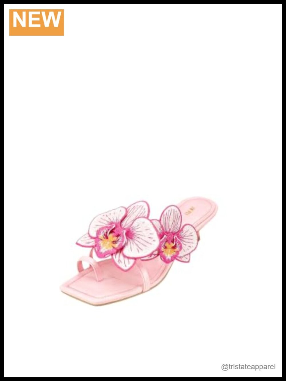 Vegan Leather Orchid Embroidered Toe Ring Heeled Sandals